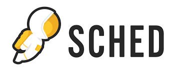 Sched Logo Horizontal with Astro the Astronaut Mascot Event Management Software